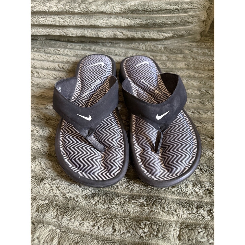 Nike Womens 6 Black Gray Comfort Footbed Thong Sandals Athletic Flip Flops